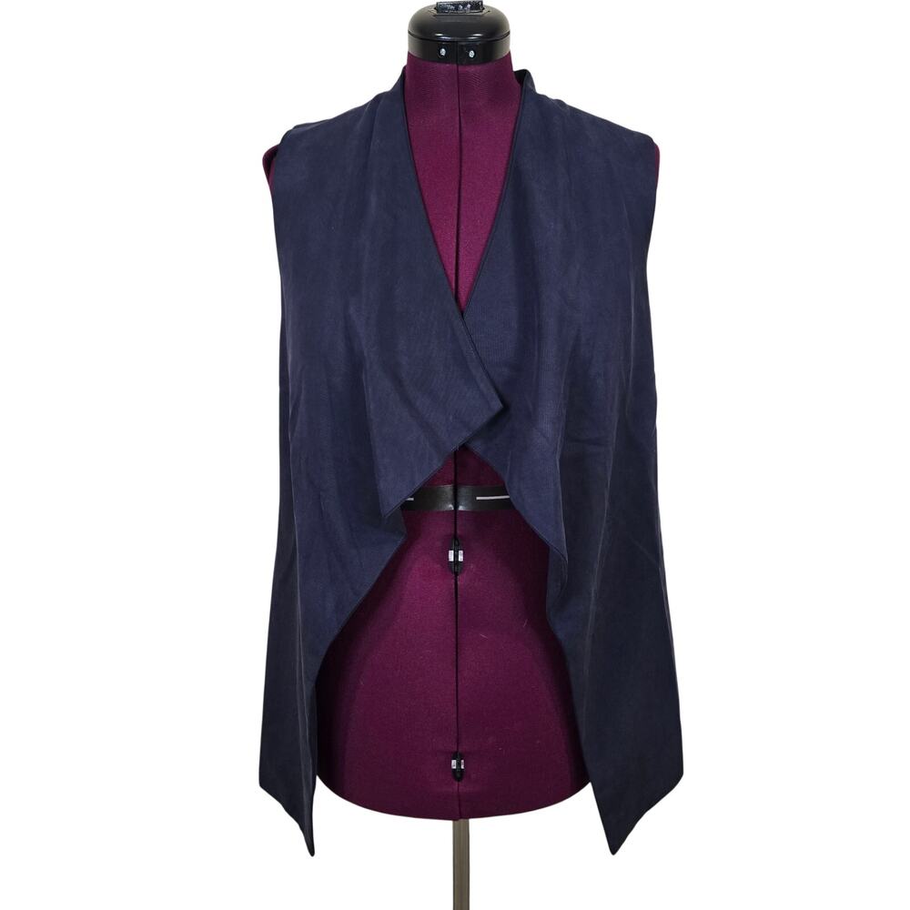 NEW NWT Women's Anthropologie Elevenses Navy Blue Open Front Vest | Size Small